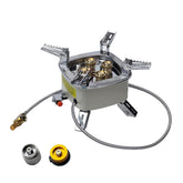 The Bincho Grill four-head gas stove fully assembled for outdoor cooking