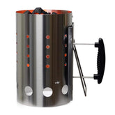 The Bincho Grill chimney starter front view showing durable, rust-resistant stainless steel.