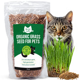 The Cat Ladies organic cat grass seed bag front for indoor cats