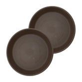 The HC Companies 12-inch round plant saucer in chocolate; under-pot water tray protects surfaces.