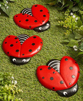 The Lakeside Collection Ladybug stepping stones front view, enhances garden paths and borders.
