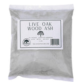 The Living Pasture Live Oak Wood Ash bag demonstrates eco-friendly soil amendment for gardens.