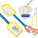 The Skimmie Pro fine mesh net captures surface debris for a cleaner pool.