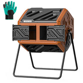 THE GROW'ING 43-gallon compost bin front view, vibrant orange for easy backyard visibility