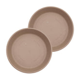 The HC Companies 12-inch classic round plant saucer in sandstone protects surfaces from moisture