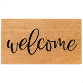 Theodore Magnus door mat welcome front with non-slip backing visible at the threshold