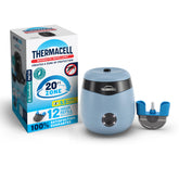 Thermacell E55 device in a backyard setting demonstrating scent-free protection