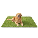 Three Oranges artificial grass mat 47x31 inches used indoors as a pet-friendly, easy-cleaning surface.