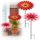 Threehoney two-pack metal plant umbrellas shielding small pots in a sunny balcony