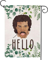 Thriano Hello Funny Garden Flag with double-sided print welcomes guests outdoors.