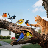 Throjin vivid birds decor on a fence adds color to outdoor spaces.