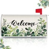 Tiamon eucalyptus mailbox cover with welcome lettering brightens curb appeal and greets visitors.