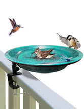 TIANCENTRAL H deck-mounted bird bath with clamp attracts birds to your garden.
