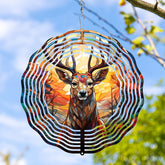 TIANCENTRAL H deer head wind spinner 3D design gleaming in sun, adding outdoor charm.