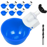 Tibaebe chicken waterer cups 8-pack blue, side view for durable poultry hydration