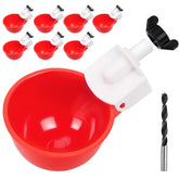 Tibaebe chicken waterer cups 8-pack in coop for automated watering.