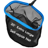 Tidymister 20-inch skimmer net with aluminum frame for fast debris removal.