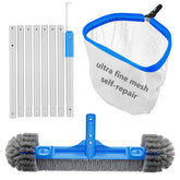 TidyMister pool net 17.5-inch self-repair design catches surface debris with resilience.