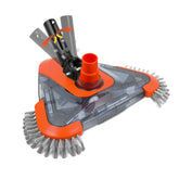 TidyMister pool vacuum head with side brush cleans vinyl liner pool corners.