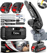 Tietoc mini chainsaw 6-inch cordless in action for fast yard cuts.