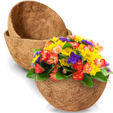 TigeJoy 12inch round coco coir liner in a hanging basket balances moisture.