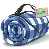 TigeJoy extra large picnic blanket open on grass provides roomy family comfort.