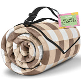 TigeJoy extra-large picnic blanket folded for quick transport and storage.