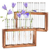 Tigvio desktop propagation station with wooden stand and ten tubes for plant cuttings