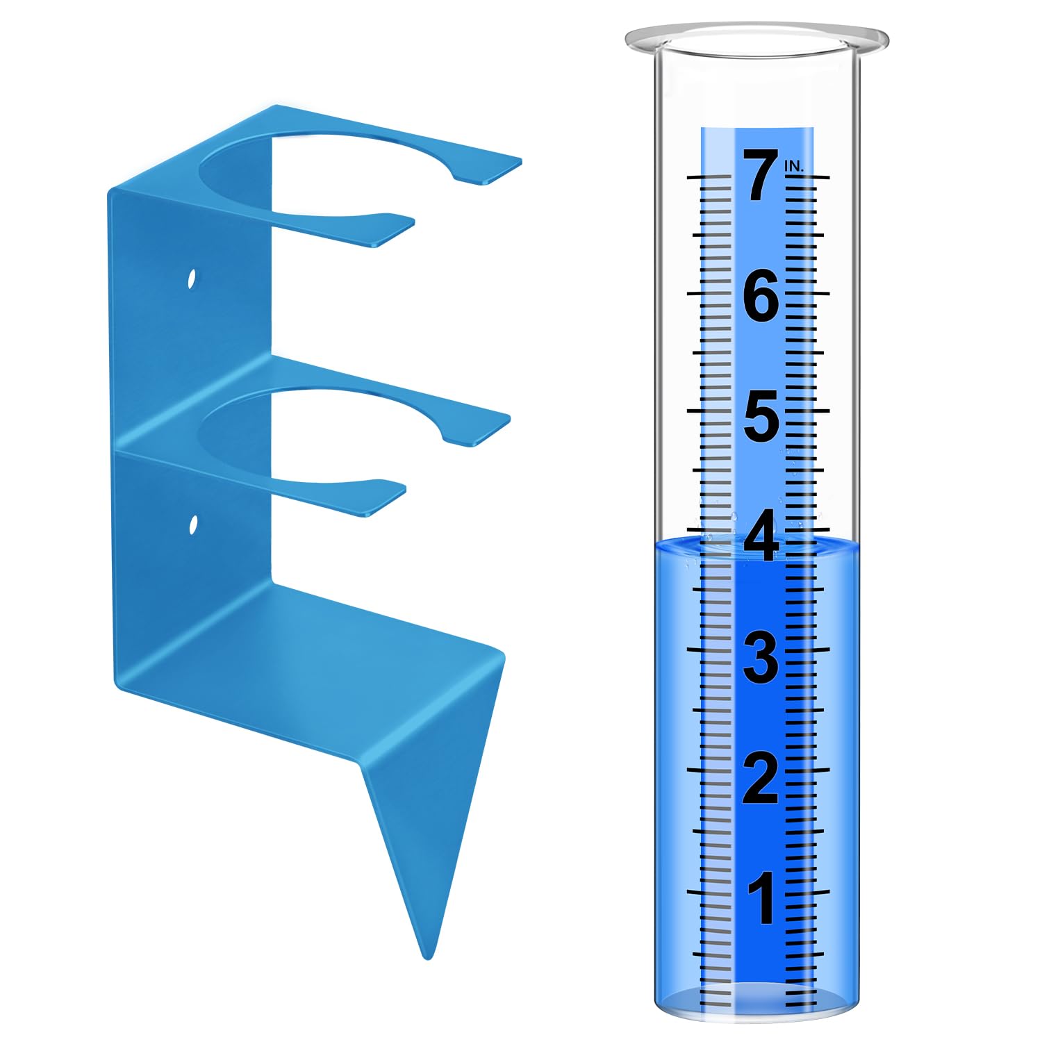 Timenued rain gauge with stainless steel mount for sturdy outdoor installation.