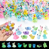 TINGLAN 150-piece mini resin animals turtle for garden decor with gentle night glow.