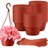 Tioncy coffee hanging planter, round plastic pot, perfect for small plants on balconies.