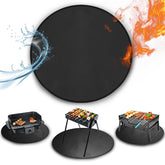 Tirifer 24-inch round grill mat on deck protecting against heat and embers