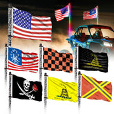TKBEAM whip flag for UTV visibility improves off-road signaling.