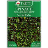 TKE Farms & Gardens Red Malabar spinach seed packet ready for planting, ideal for warm weather