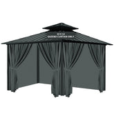 Tngan four-panel grey gazebo privacy curtain fits 10x12 gazebos for outdoor privacy.