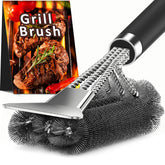 TNTOR grill brush with scraper assembly, ideal for heavy-duty grease removal.