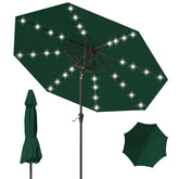 Tobeos 9FT umbrella with LED ribs creates ambient lighting for outdoor dining.