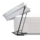 TOCRETOARE spa cover lift under-mount-bracket shown on an outdoor hot tub for durability