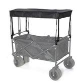 TOHARA removable wagon canopy attached to a flat-folding wagon for sun protection.