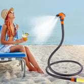 TOHONGADON standing misters on a patio with 75-inch hose mister for cooling comfort.