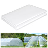 ToLanbbt 8x26 ft clear greenhouse film providing strong light transmission for seedlings.