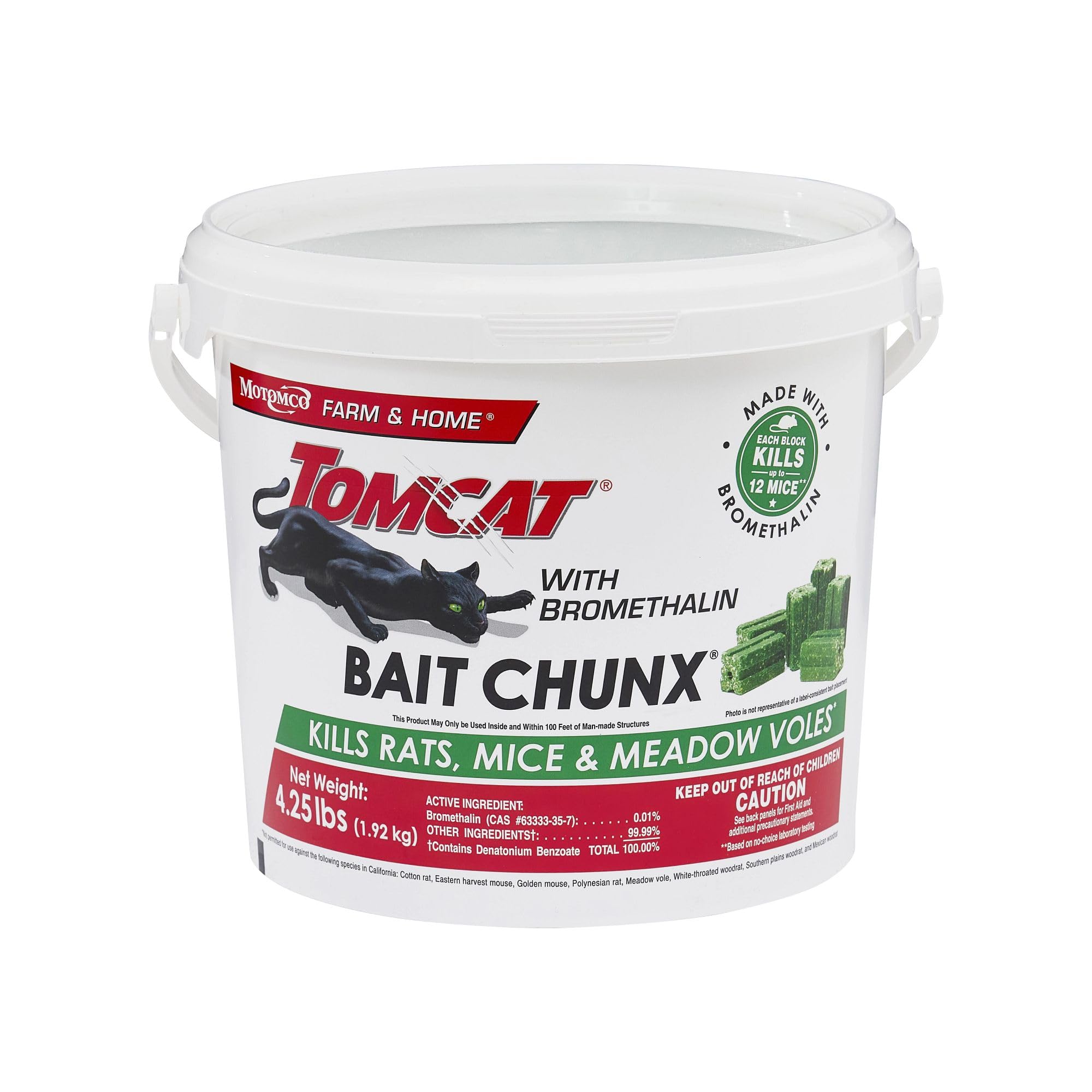Tomcat Bromethalin Bait Chunx pail for professional rodent control