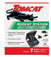 Tomcat Rodent Station for indoor and outdoor use protects pets while controlling rats and mice.