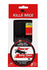 Tomcat Spin Trap showing enclosed capture area for mess-free mouse handling.