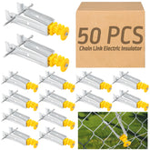 Tondiamo chain link insulator closeup showing 4.5-inch wire extension for safer fencing.