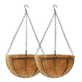 TOOCMEUK hanging basket 16in wire-round with breathable coco liner enhances outdoor decor