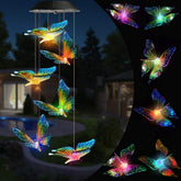 Toodour solar wind chime butterflies lights brighten garden at night with color-changing glow.