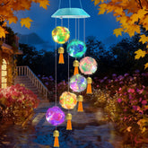 Toodour solar wind chime with hydrangea ball lights for sunny-day charge and night glow