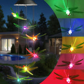 Toodour solar wind chimes dragonfly lights illuminate outdoor evenings with serene color.