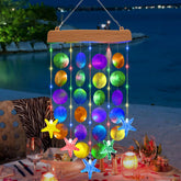 Toodour solar wind chimes with colorful shells provide ambient porch lighting.